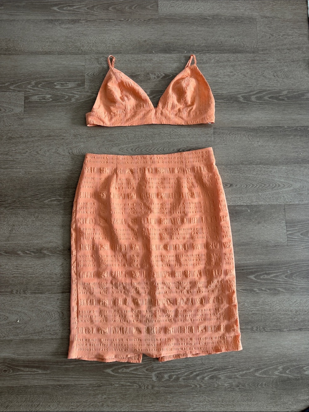 SHEIN Peach Textured Pencil Skirt